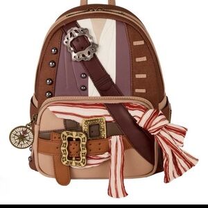 Loungefly Brown and Beige Backpack with Striped Accent